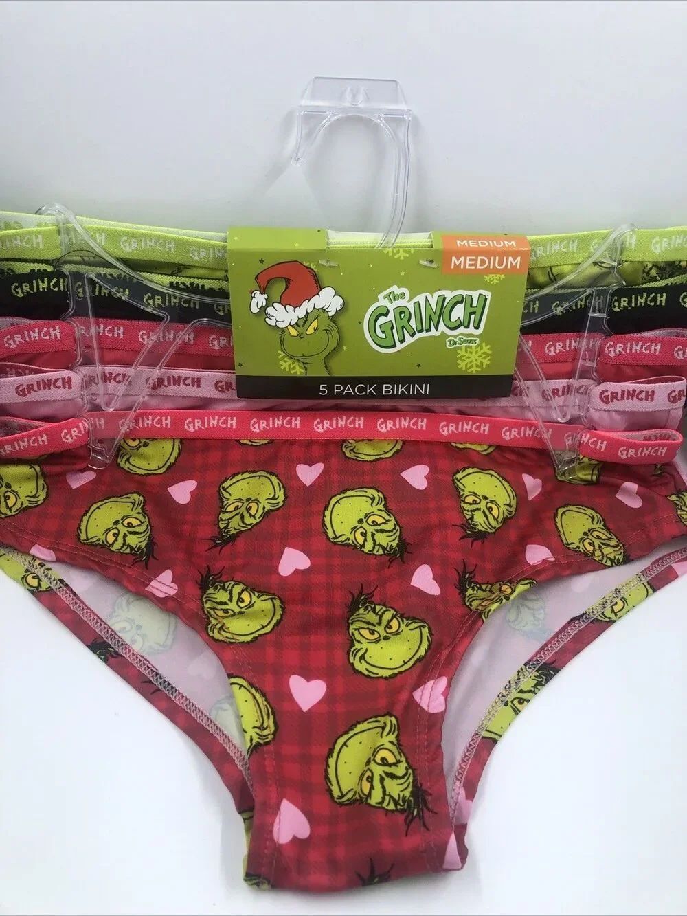Dr Seuss The Grinch Women's 5-Pack Bikini Panties Medium. New